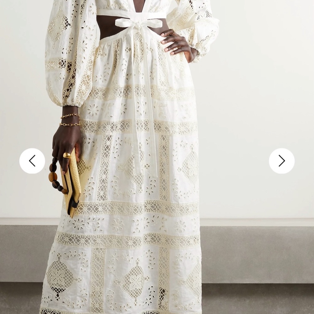 ZIMMERMANN Aliane Cutout Tie-front Broderie Anglaise Cotton Midi Dress